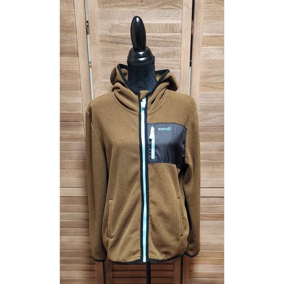 Monet Skateboards Soft Hoodie Jacket Adults Size Medium Brown Full Zip Everyday - Picture 2 of 8